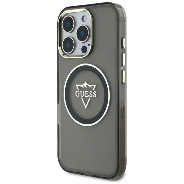 Guess IML Metal Mountain Logo MagSafe Apple iPhone 16 Pro black