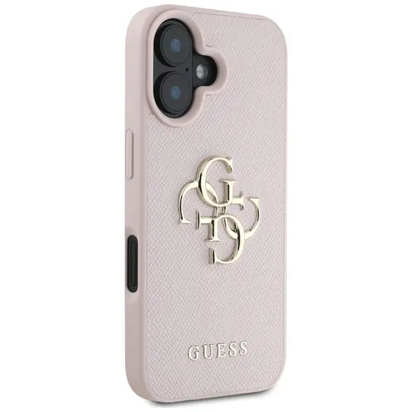 Guess Grained Big 4G Logo Small Classic Logo Apple iPhone 16 pink