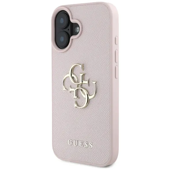Guess Grained Big 4G Logo Small Classic Logo Apple iPhone 16 pink