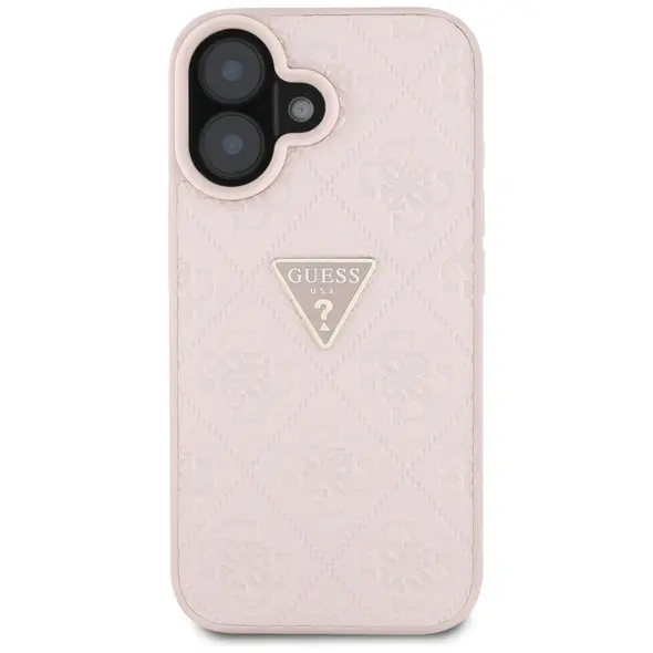 Guess Hot Stamp 4G Pattern Triangle Metal Logo Apple iPhone 16 pink