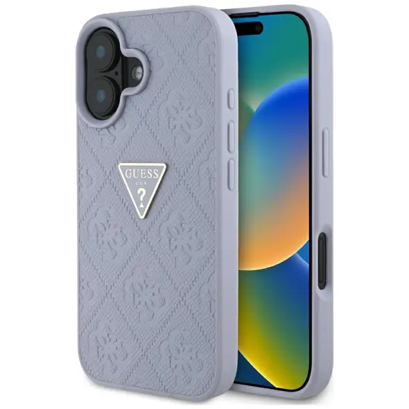 Guess Hot Stamp 4G Pattern Triangle Metal Logo Apple iPhone 16 purple