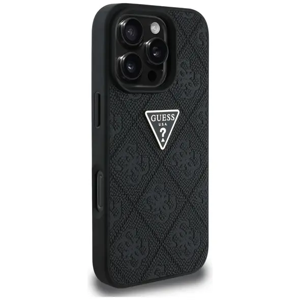 Guess Hot Stamp 4G Pattern Triangle Metal Logo Apple iPhone 16 Pro Max black
