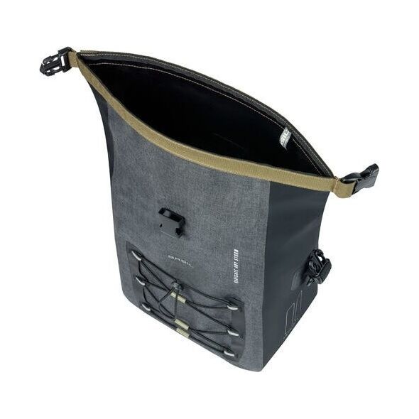 Basil Sakwa pojedyncza BASIL NAVIGATOR STORM SINGLE PANNIER BAG M 12-15 L, Hook On System, wodoodporna, grey black (NEW 2024)