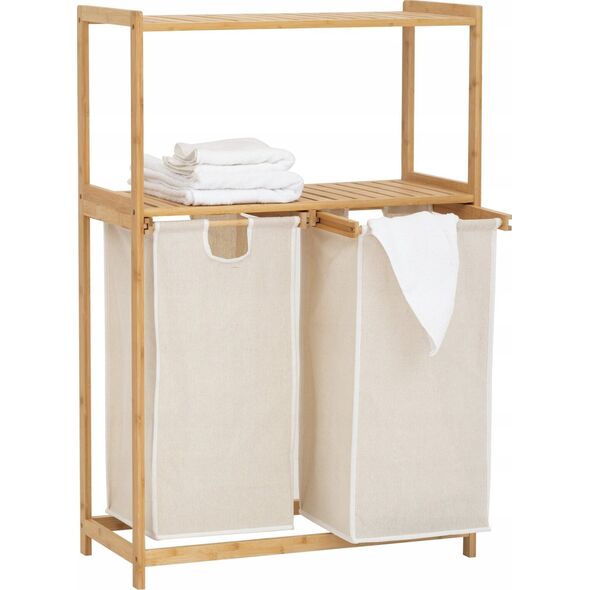 Regał bambusowy z koszem na pranie TIDY BOX, 72 x 33 x 109 cm
