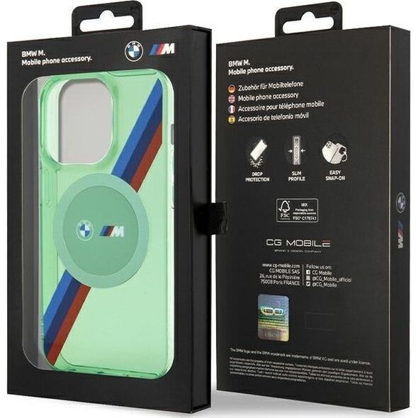 BMW BMW BMHMP15LHDTN iPhone 15 Pro 6.1" zielony/green hardcase M Tricolor Stripes MagSafe