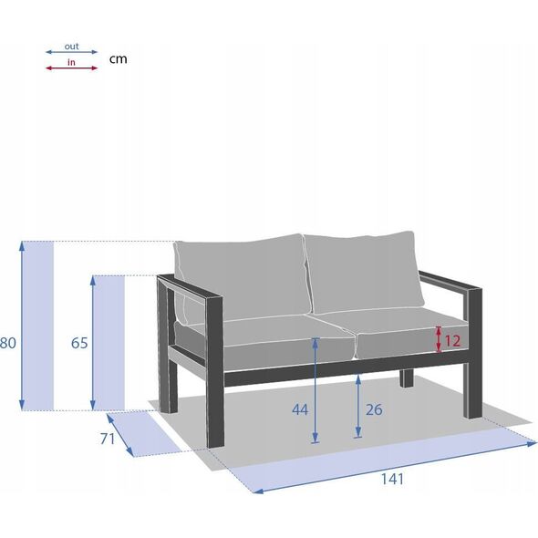 DLGTP Sofa ogrodowa aluminiowa EVASION