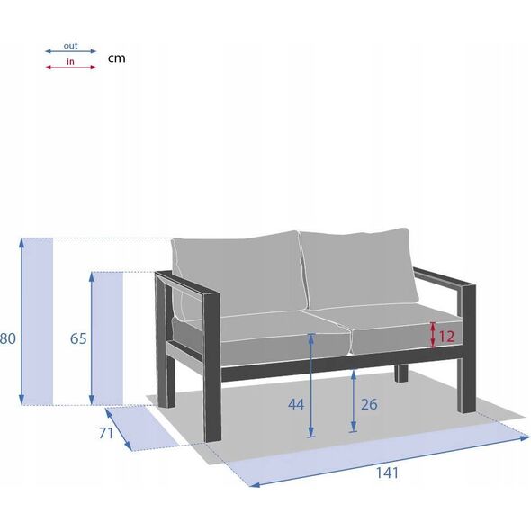 DLGTP Sofa ogrodowa aluminiowa EVASION