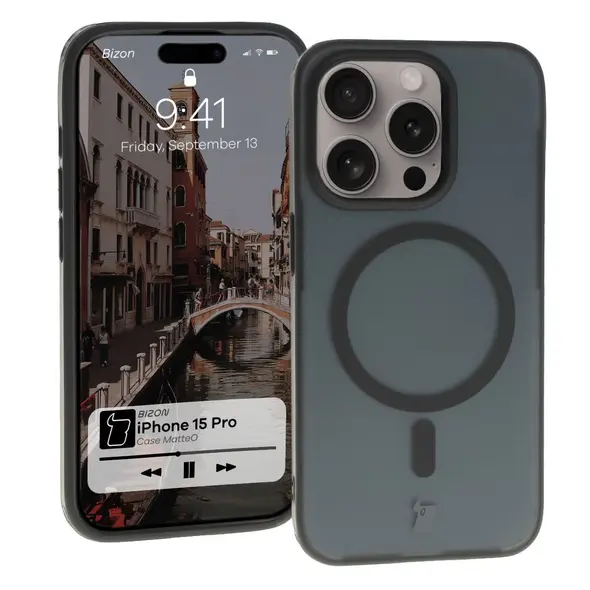 Bizon Case MatteO Apple iPhone 15 Pro transparent with black frame