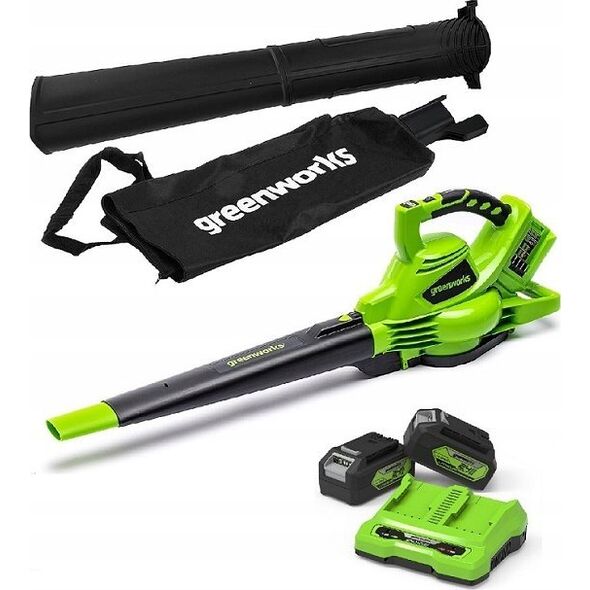 Greenworks Akumuliatorinis lapų siurblys-pūstuvas Greenworks GD24X2BVK4X| 2x24 V| 2x4,0 Ah akum.