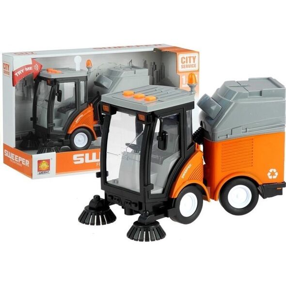 LeanToys Auto Śmieciarka Zamiatarka Jeździ Gra 1:16 LEAN Toys