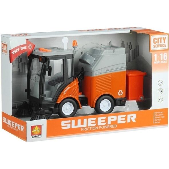 LeanToys Auto Śmieciarka Zamiatarka Jeździ Gra 1:16 LEAN Toys