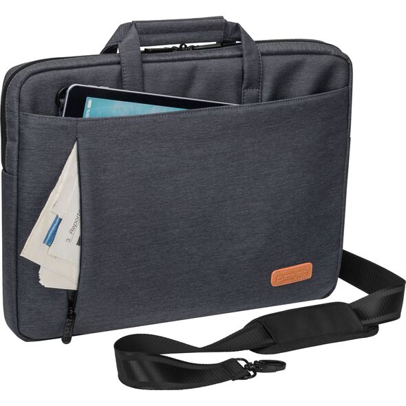 Torba Pedea Torba na laptopa PEDEA Elegance do 15, 6 cala (39, 6 cm), torba na ramię z paskiem na ramię i przegrodą na tablet do 11 cali (27, 96 cm), szara
