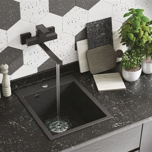 Νεροχύτης Laveo SBHA710T ΝΕΡΟΧΥΤΗΣ CHICHI POLIGRAN 1-ΘΑΛ. 48X39 ΜΑΥΡΟΣ + ΣΥΦ. ΜΕ ΜΠΑΤ. ELZA // ZL.LA.CHICHI-48X39-CZ+SYF