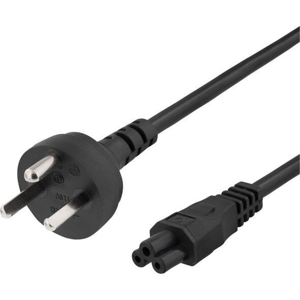 Power cable, 2m, DK 2-5a to IEC C5, 2.4A, earthed, black