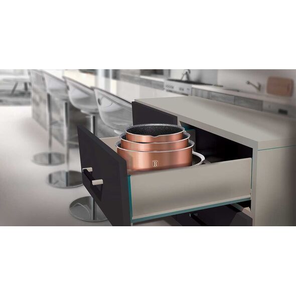 Berlinger Haus KOMPLET GARNKÓW 9-ele CLICK COOK BERLINGER HAUS METALLIC LINE ROSE GOLD BH-6147
