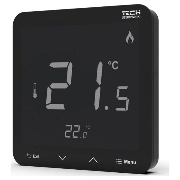 Tech Tech regulator pokojowy bezprzewodowy R-8pz PLUS, pokojowy, zasilany 230V, montaż podtynkowy, czarny STR8PZPLUSBK
