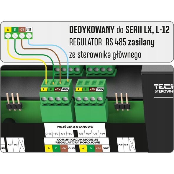 Tech Tech przewodowy regulator pokojowy R-X dedykowany do listwy L-X czarny STRXBK
