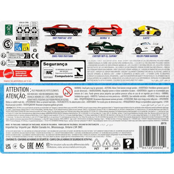 Hot Wheels Legends Wielopak Legendy HW Zestaw 6 metalowych samochodów premium w skali 1:64 z dekoracjami JBY78