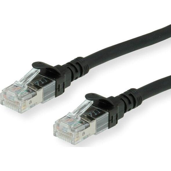 Καλώδιο Patch Roline ROLINE - RJ-45 (Α) σε RJ-45 (Α) - 15 μ - UTP - CAT 6a - χωρίς αλογόνα, διαμορφωμένο, πλεκτό - μαύρο (21.15.2758)