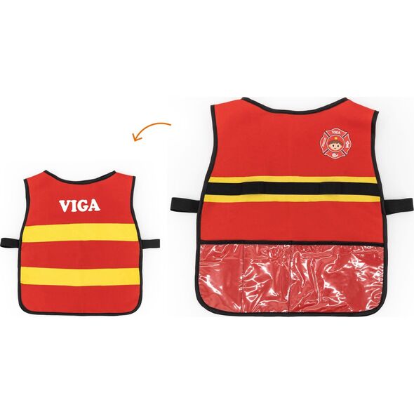 Viga Toys VIGA Zestaw Małego Strażaka Kamizelka + Drewniane akcesoria 8 el.