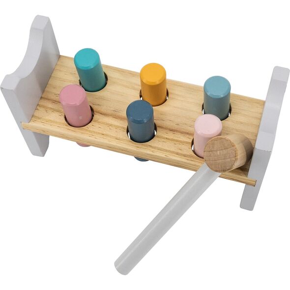 Viga Toys VIGA PolarB Zestaw Drewniana Piramidka + Przebijanka z Młoteczkiem Miś Polarny Montessori