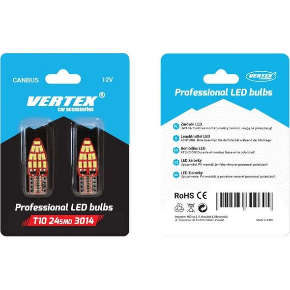 AMiO Żarówki LED AMIO W5W T10 24xSMD 3014 (canbus)
