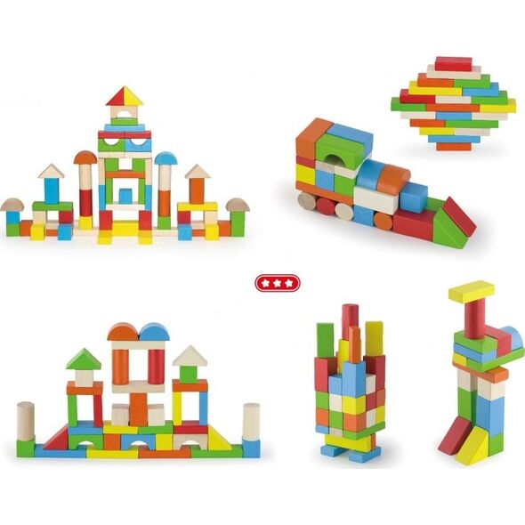 Viga Toys Drewniane Klocki Edukacyjne w Wiaderku 80 el.