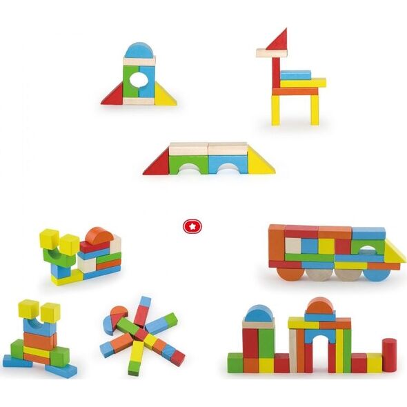 Viga Toys Drewniane Klocki Edukacyjne w Wiaderku 80 el.