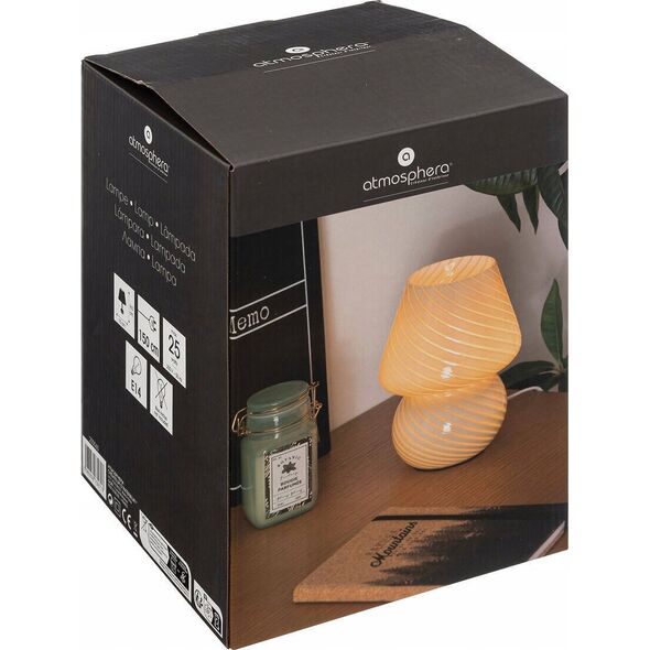 Lampa stołowa Atmosphera Lampa stołowa grzybek CARA, szklana, Ø 15 cm