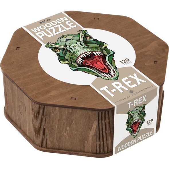 EcoWoodArt EWA Drewniane Puzzle 3D Klocki Układanka T-Rex