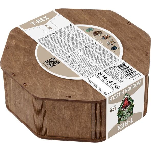 EcoWoodArt EWA Drewniane Puzzle 3D Klocki Układanka T-Rex
