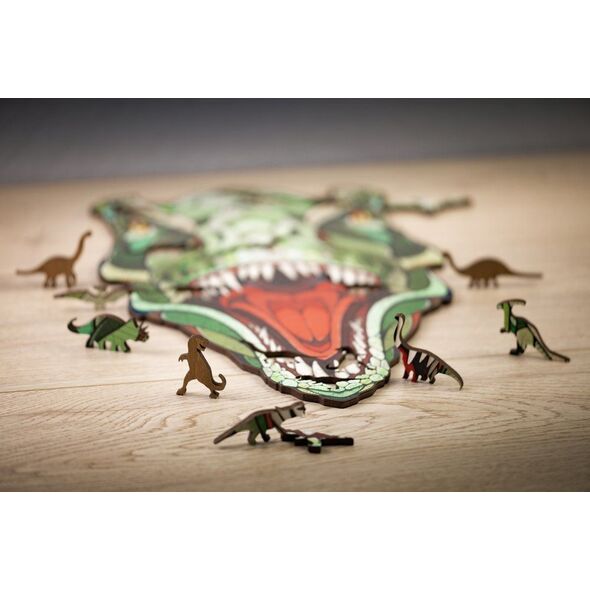 EcoWoodArt EWA Drewniane Puzzle 3D Klocki Układanka T-Rex