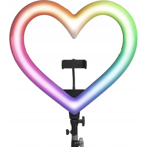 Lampa pierścieniowa OEM Lampa LED Ring / Heart Stream RGB pierścieniowa 10 cali FULL COLOR z uchwytem na telefon + statyw JM26-10