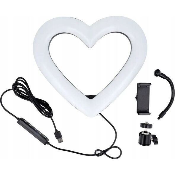 Lampa pierścieniowa OEM Lampa LED Ring / Heart Stream RGB pierścieniowa 10 cali FULL COLOR z uchwytem na telefon + statyw JM26-10
