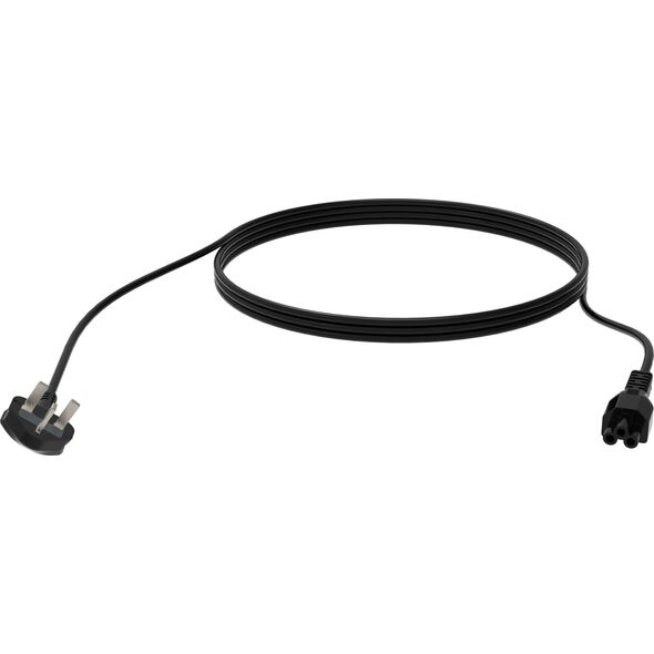 Kabel zasilający Vision VISION Professionelles, installationstaugliches Netzkabel, Kleeblatt auf UK-Stecker - 30 JAHRE GARANTIE - 250 V - 10 A - IEC 60320 C5 (Kleeblatt") auf UK-BS1363-Stecker - Aussendurchmesser 7,1 mm - 3 m - schwarz