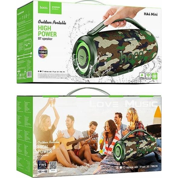 HOCO głośnik bluetooth HA4 Mini zielony kamuflaż