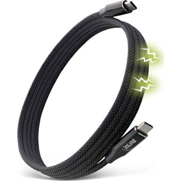 Kabel USB InLine InLine® Magnetic USB-C cable, USB-C male/male, 100W, black, 2m