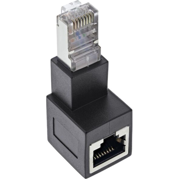 InLine InLine® patch cord adapter Cat.6A, RJ45 plug / socket, angled 90° downwards