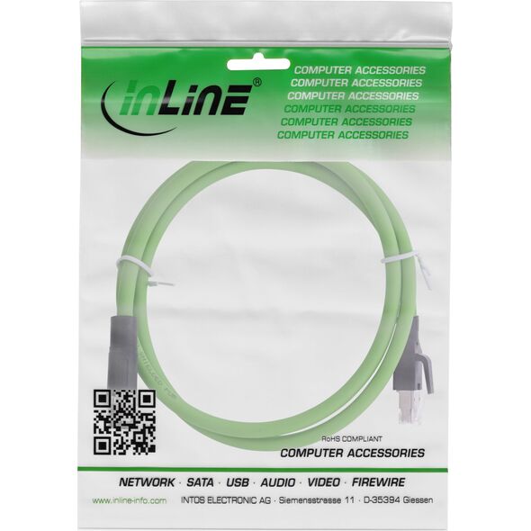 InLine InLine® Industrial network cable, M12 4-pin D-coded male plug to RJ45, PUR 10m