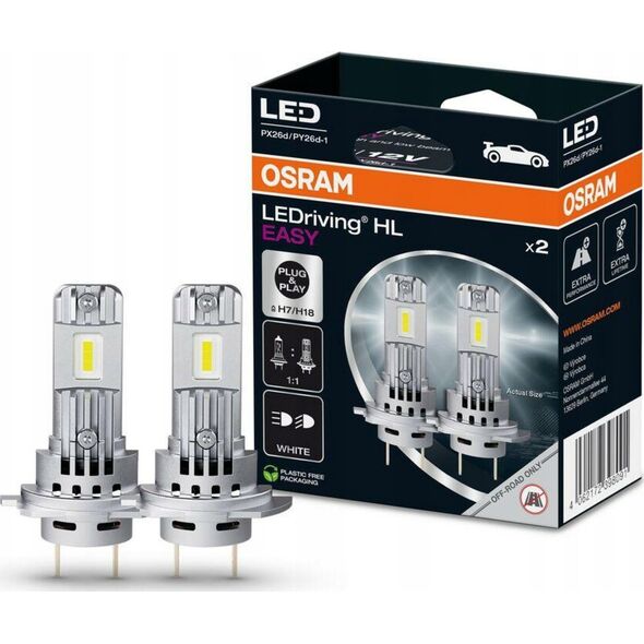 Car bulbs OSRAM LED, H7/H18, 16W, 12V, PX26D, 2 pcs