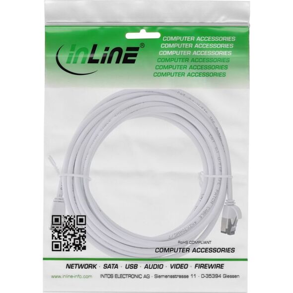 InLine InLine® Patch cable slim, U/FTP, Cat.8.1, TPE halogen-free, white 10m
