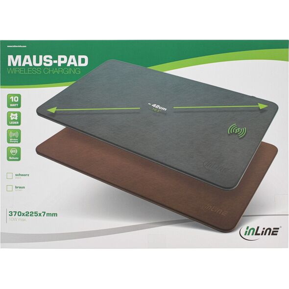InLine InLine® Mouse pad, wireless charging, 370x225x7mm, brown