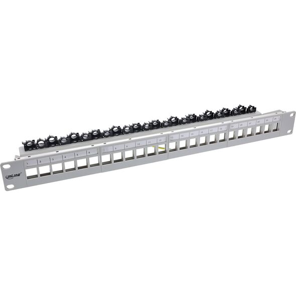 InLine InLine® Patch panel 24-way, Keystone empty panel Patch panel, 19", 1U, light grey RAL7035