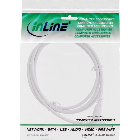 InLine InLine® DC extension cable, DC plug male/female 4.0x1.7mm, white, 5m