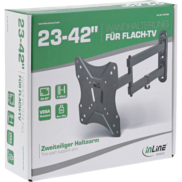 InLine InLine® Basic wall mount, for flat screen TV 58-107cm (23-42"), up to 40cm wall distance, max. 25kg