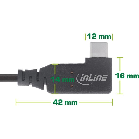 InLine InLine® USB4 cable, USB Type-C, one side angled, PD 240W, 8K60Hz, TPE black, 1.5m