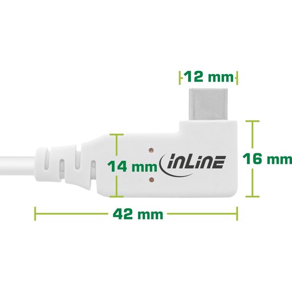 InLine InLine® USB4 cable, USB Type-C, one side angled, PD 240W, 8K60Hz, TPE white, 1m
