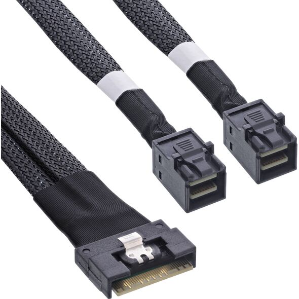 InLine InLine® Slim SAS cable, SFF-8654 8i to 2x SFF-8643, 0.5m