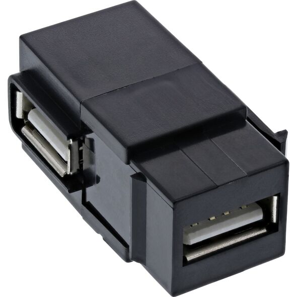 Adapter USB InLine InLine® USB 2.0 Snap-In module, USB-A F/F, angled, black housing