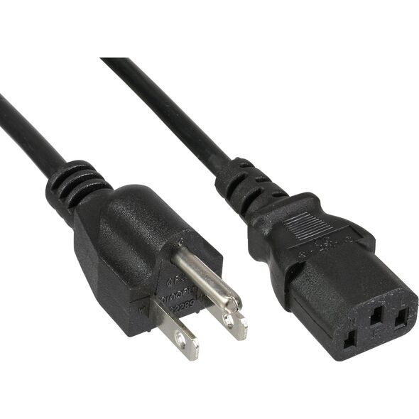 Kabel zasilający InLine InLine® Power cable, power plug USA to 3pin IEC C13 connector, black, 5.0m